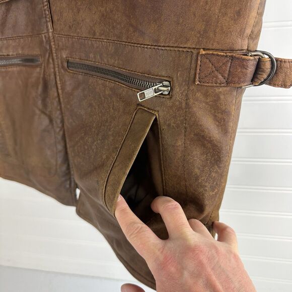 VTG Banana Republic Leather Safari Photo Vest Cotton Quilted Liner Men’s Size S - Picture 10 of 16